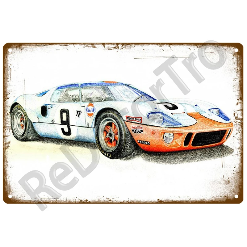 24 Lemans Car Retro Decorative House Metal Sign Plate Posters On The Wall Tin Sign Vintage Poster Decor Wall Art Room Decoration