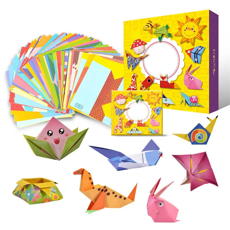 108 PCS 만화 종이 접기 종이 다채로운 책 어린이 장난감 동물 패턴 3D 퍼즐 수제 DIY 공예 논문 교육 완구