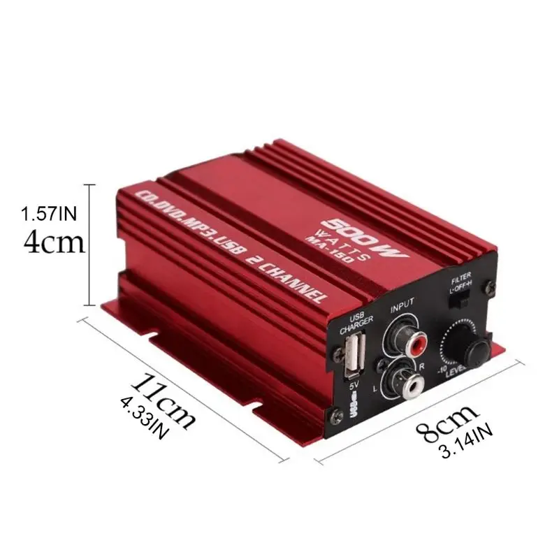 1 Pc 500W Amplifier Kecil 12V รถ Amplifier Kecil 2 Channel Stereo เครื่องขยายเสียง Hi-Fi สำหรับรถยนต์รถจักรยานยนต์