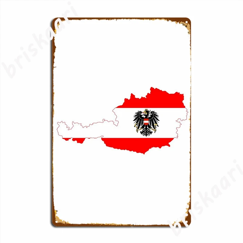 Austrian Flag And Map Metal Sign Cinema Kitchen Printing Bar Cave Wall Decor Tin Sign Posters