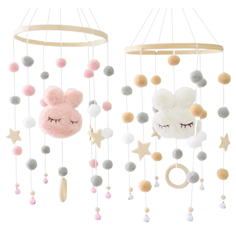 

2024 New Baby Crib Mobile Rattle Windchime Wool Balls Beads Bed Bell Wind Chime Nursing Kids Room Hanging Decoration