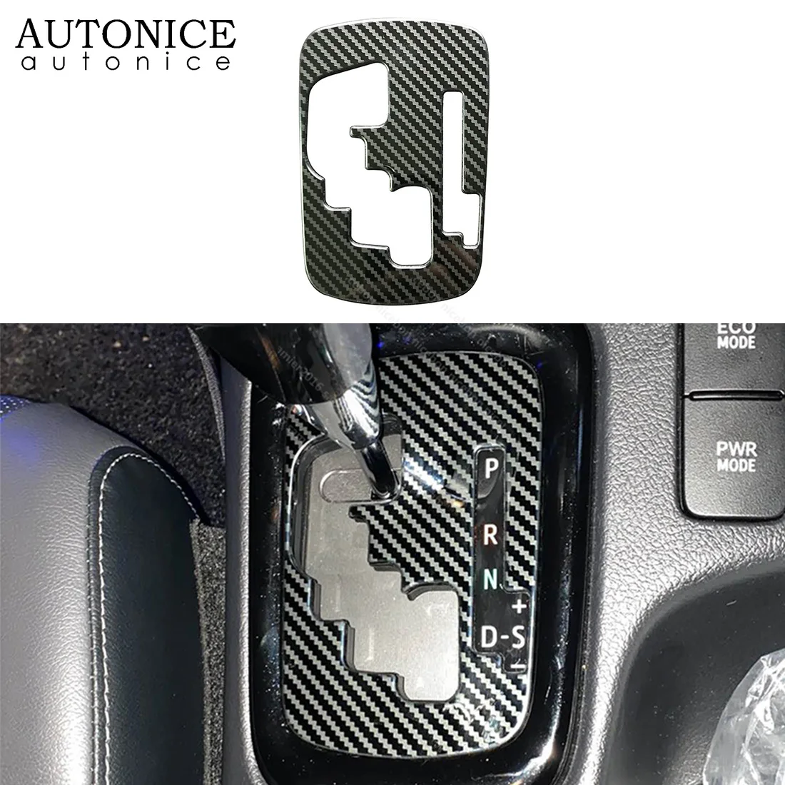 In Fibra di carbonio di Colore Acciaio Inox Auto Gear Shift Pannello di Rivestimento Misura per Toyota Hilux Revo Rocco RHD 2015 2016 2017 2018 2019