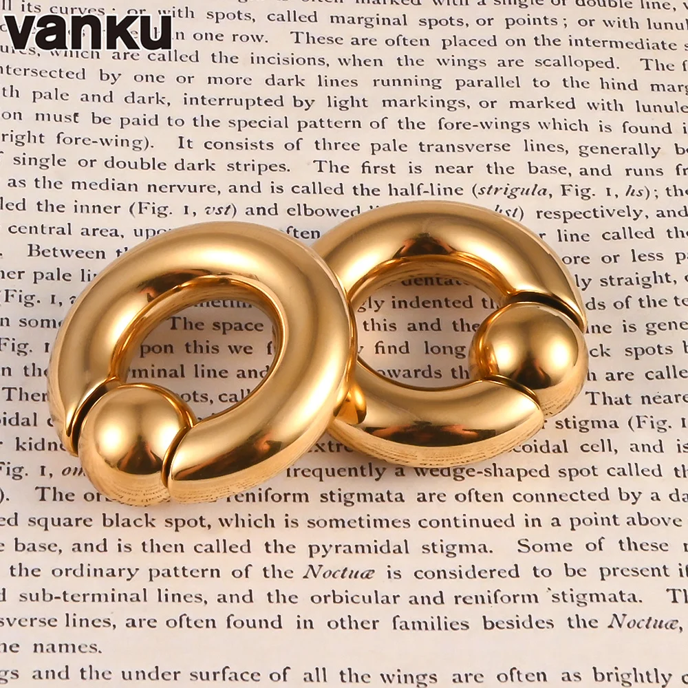 Vanku 10pcs Stainless Steel Ear Plugs and Tunnels Big Size Captive Hoop Rings Nose Rings Nipple Rings Piercing Body Jewelry