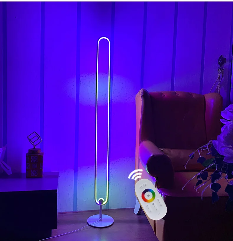 Imagem -04 - Rgb Lâmpada de Assoalho Canto Moderno Simples Criativo Sala Estar Quarto das Crianças Escurecimento Atmosfera Controle Remoto em pé Led