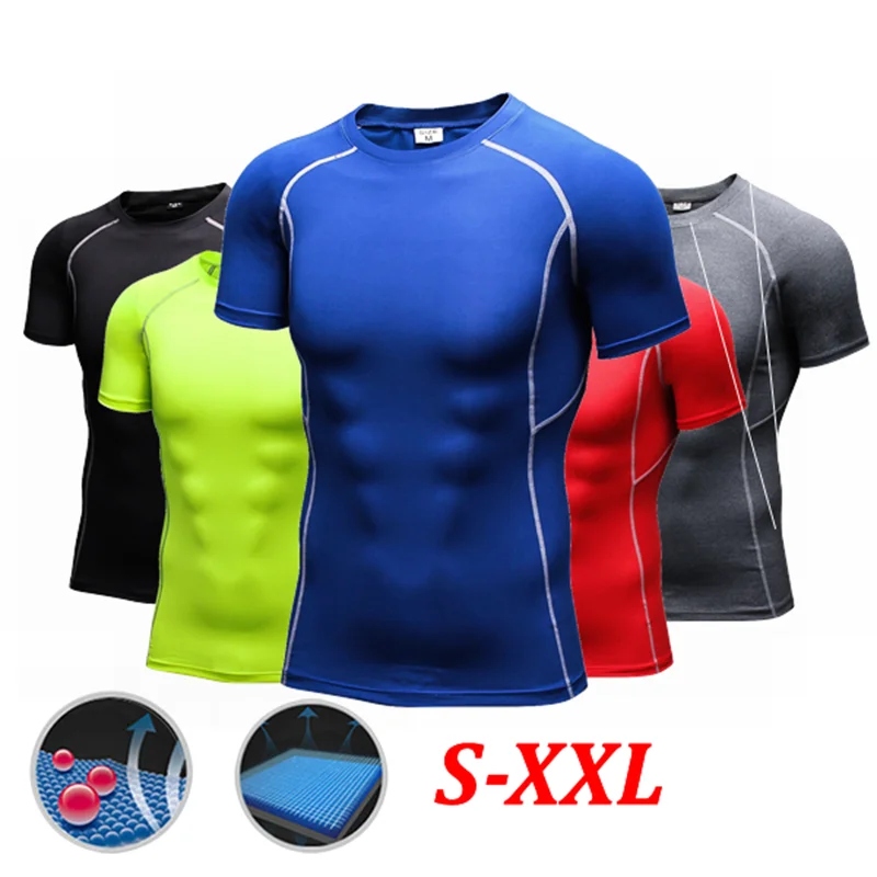 Quality Men Summer Casual Outdoor T-Shirt Men Sports Short Sleeve Sport Fast-Dry Breathable Tops