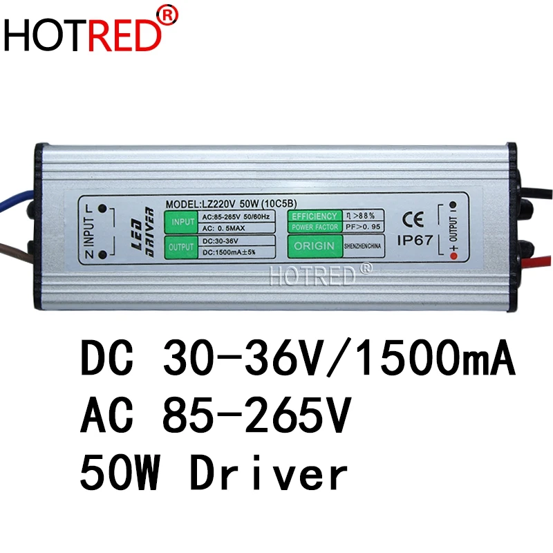 50w led driver for 50w led grow chip , IP67 waterproof , DC20-36V ,DC1500MA , constanct current power supply