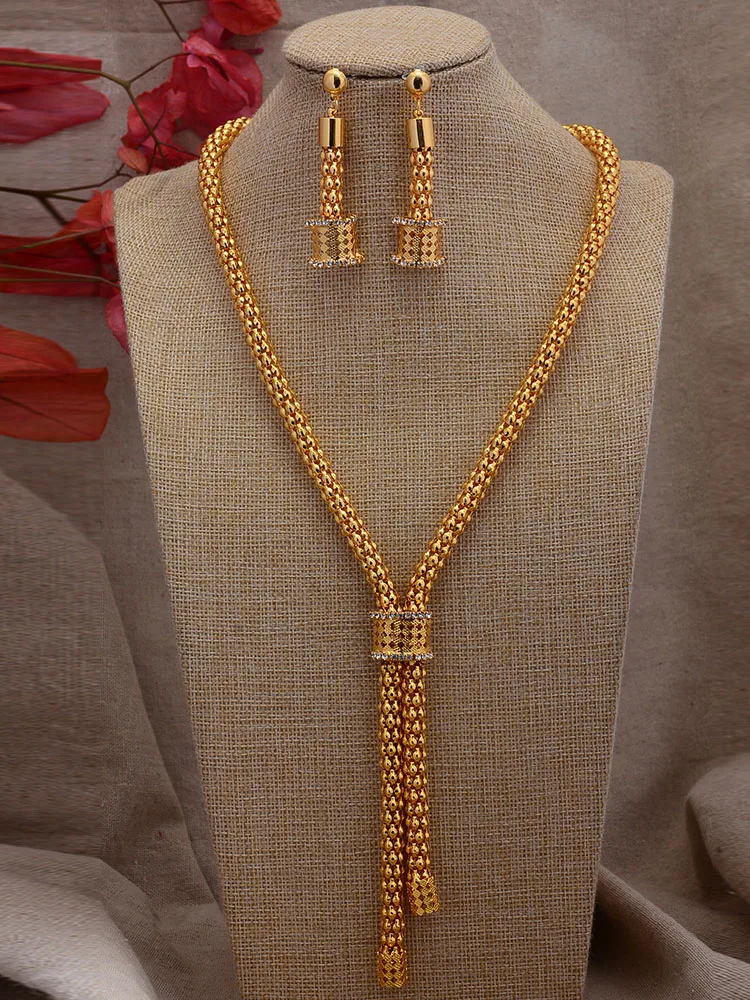 

24K Dubai Ethiopian Gold Color Jewelry sets For women indian African Necklace Earrings wedding Party Bridal Gifts