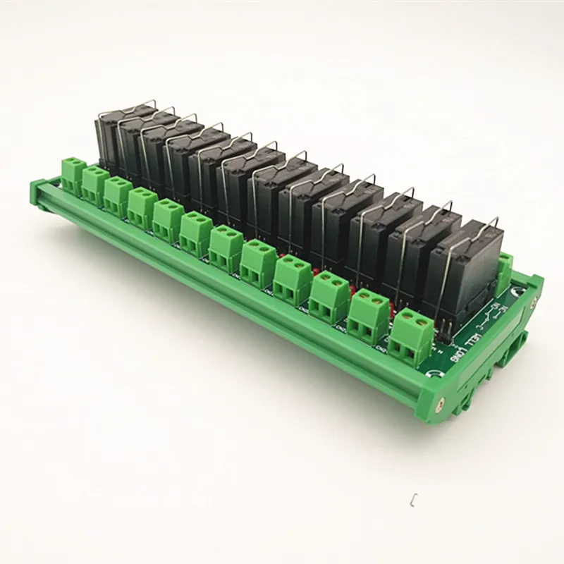 DIN Rail Mount 12 DPDT 5A Power Relay Interface Module, JW2SN-DC12V Relay.