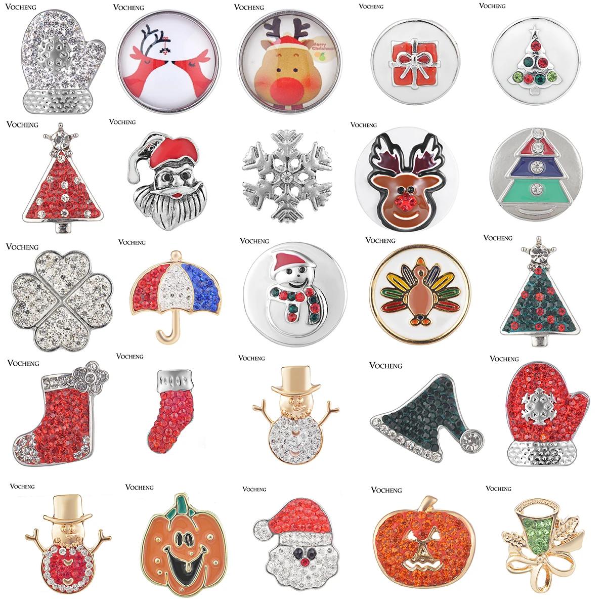 Merry Christmas Gift Design Snap Button Charms Fits 18mm Ginger Snaps Jewelry