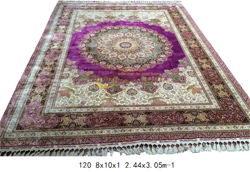 Persian design hand knot living room Turkish silk carpet