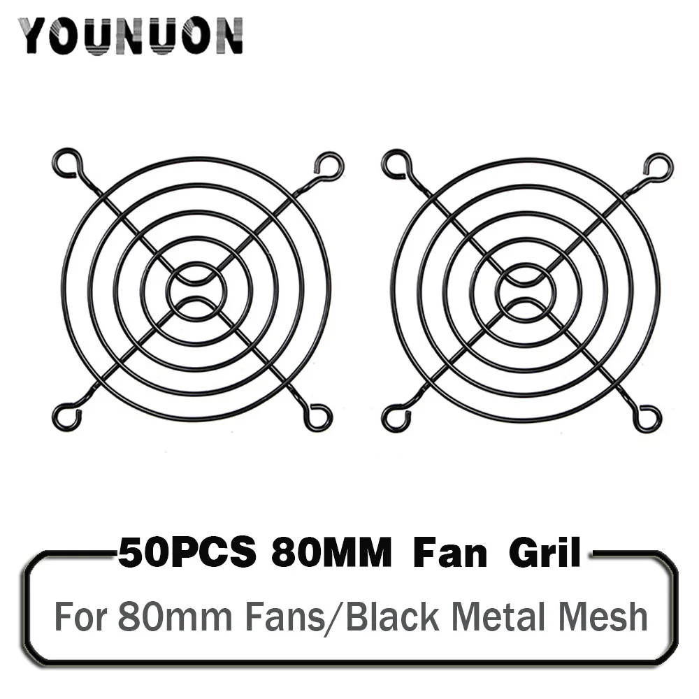 50 Pieces 80mm Black Fan Grills Protection Net 80x80mm Metal Mesh for 80mm 8cm Fan Protecntion Finger Protection Net