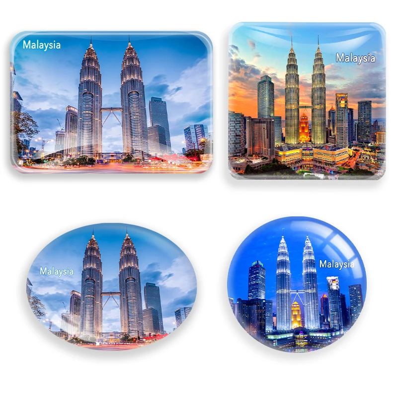 Malaysia Kuala Lumpur City Twin Towers,Scenery Souvenir House Decoration glass Refrigerator Magnetic Tourist Gift