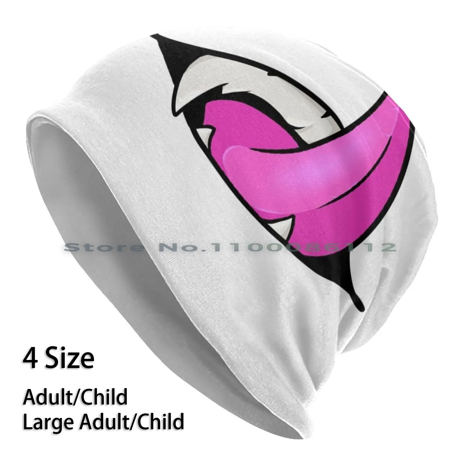 Pink Tongue Beanies Knit Hat Pink Tongue Anime Hentai Fangs Demon Brimless Knitted Hat Skullcap Gift Casual Creative