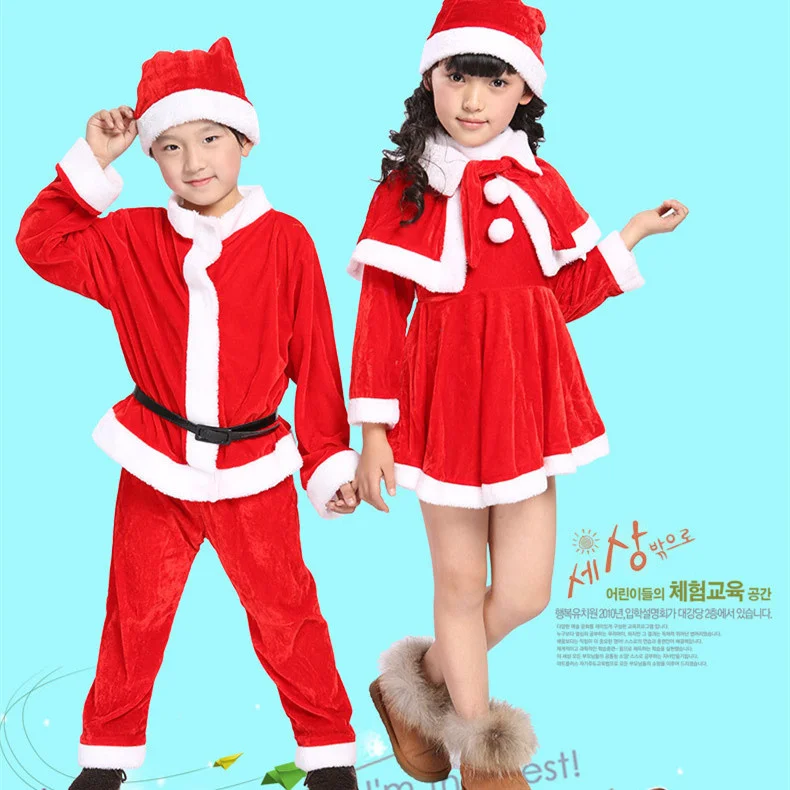 Christmas Santa Claus Cosplay Costume Boys Long Sleeve Clothes Baby Girls Dress Cute Infant Winter Dress