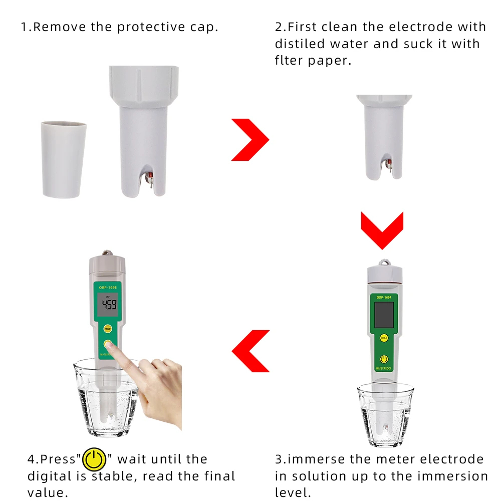 Digital ORP Tester ORP169F Waterproof ORP Meter 0 ~ ±1999mV Water Quality Tester for Aquarium and Swimming Pool 50%off