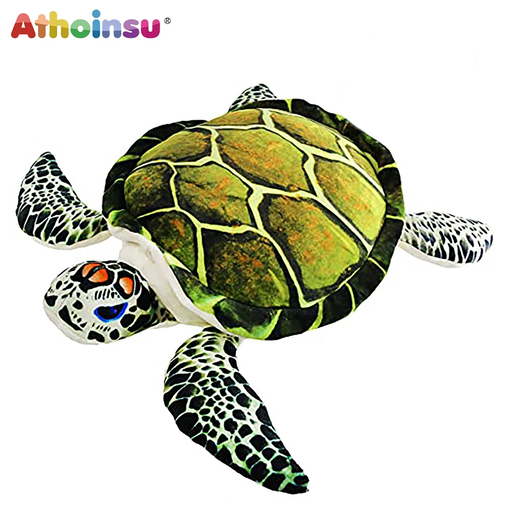 Athoinsu Realistic Stuffed Sea Turtle Soft Plush Toy Ocean Life Tortoise Throw Pillow Valentine\'s Day Birthday for Toddler Kids,