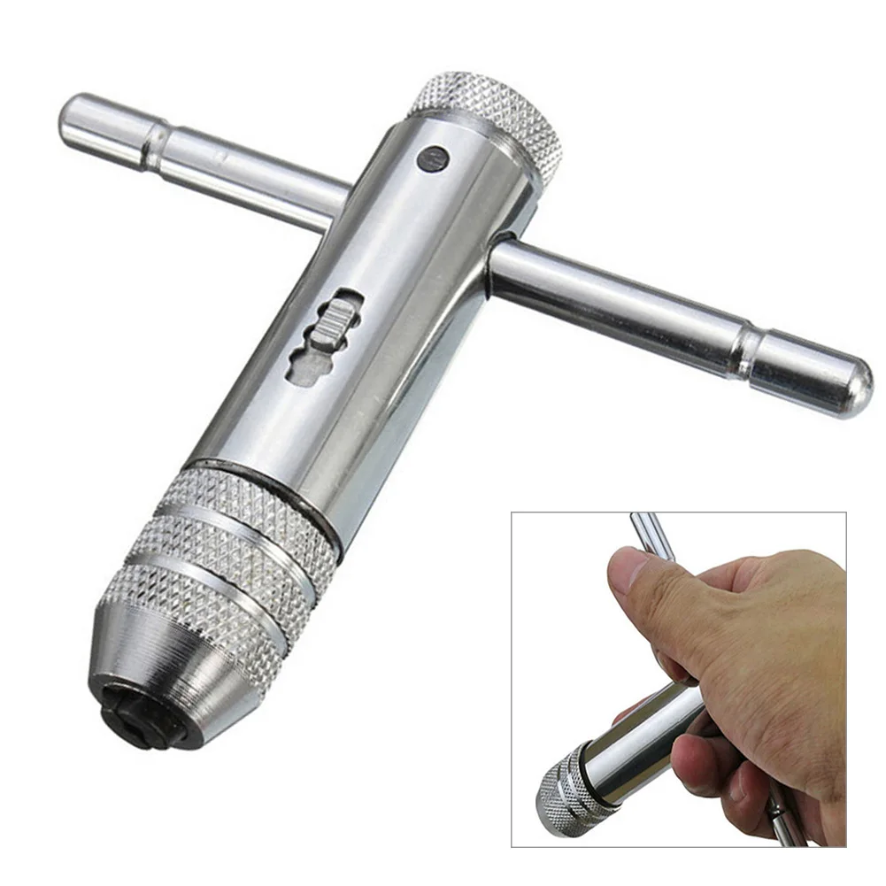 Adjustable M3-M8 T-Handle Ratchet Tap Wrench Machinist Tool Screw Thread Plug Tap Machinist Tool