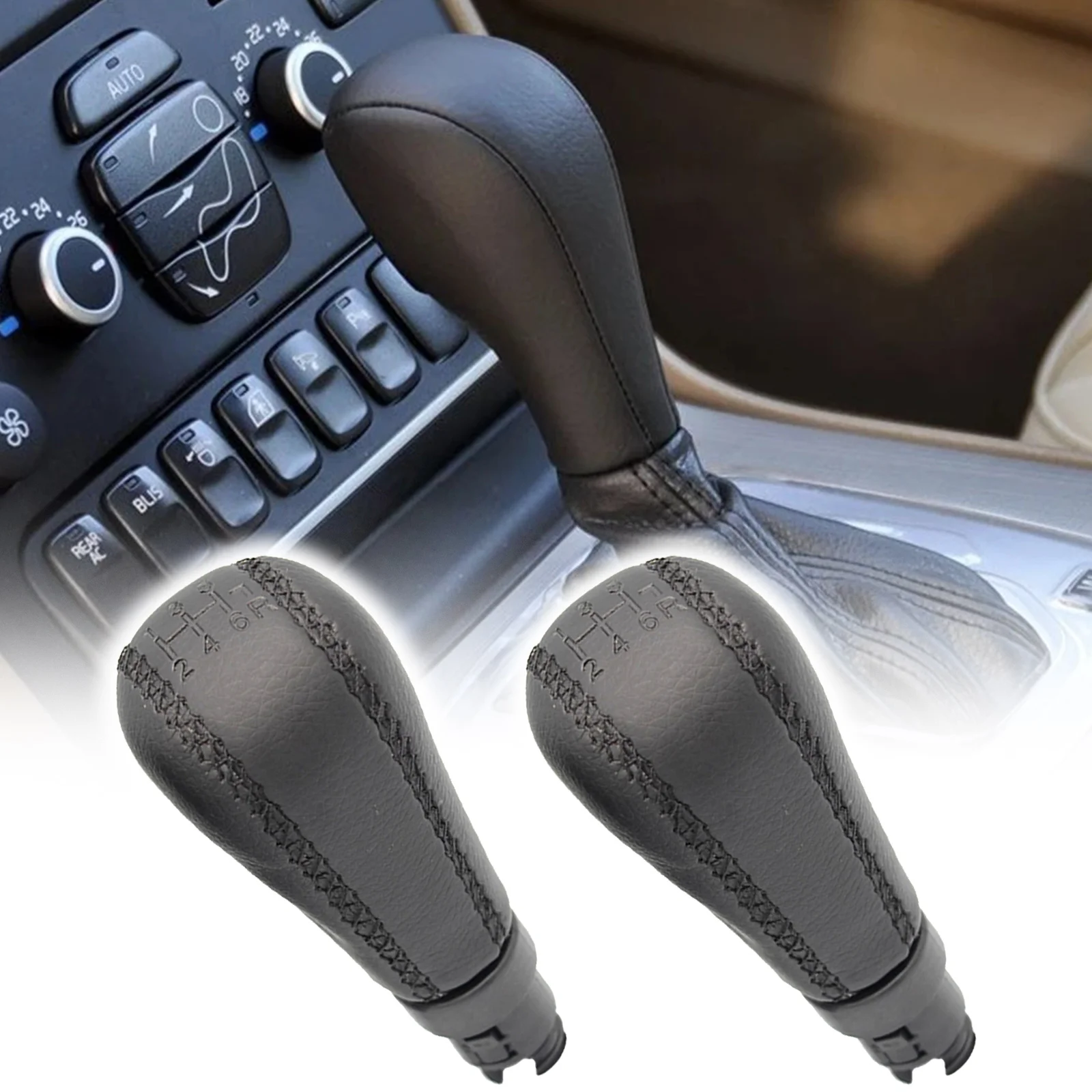 Top Quality Car Gear Shift Knob For Volvo S60 S80 V70 XC70 Sewing Leather 5 / 6 Manual Shift Lever Handball