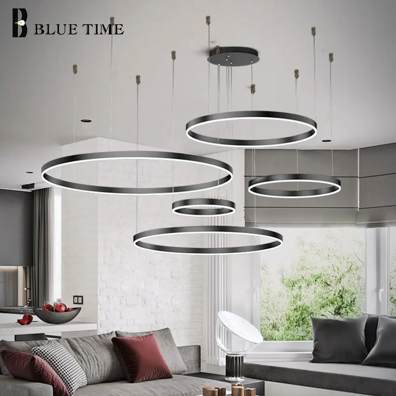 Modern Led Pendant Light Indoor Lighting Circle Rings Hanging Lighting For Living Room Dining Room Luminaires Led Pendant Lamp