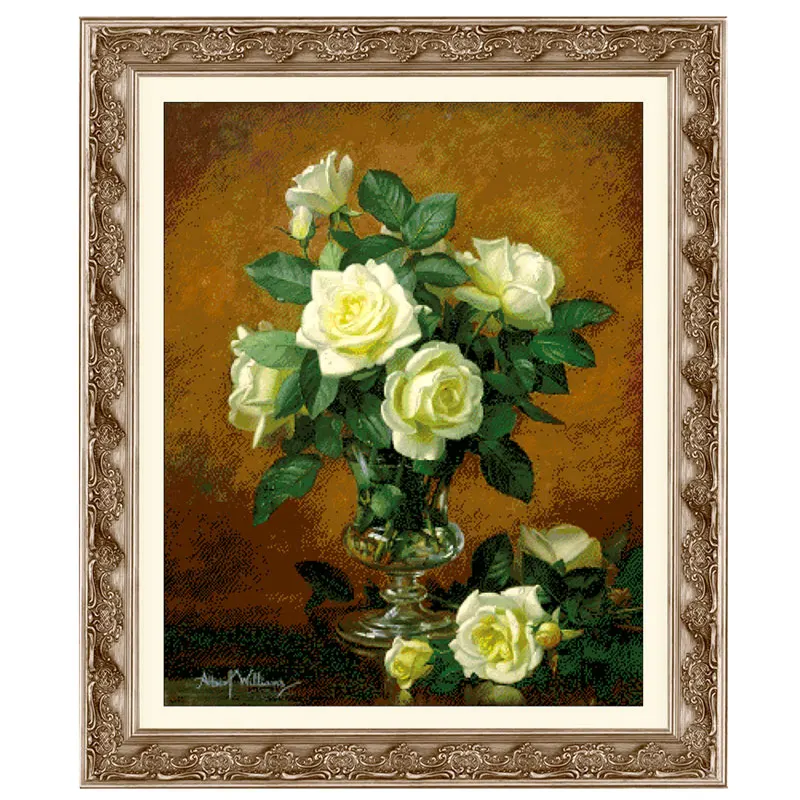 

Precision Printed Full-frame Embroidery Flower Fishxx Cross-stitch Kit Williams WL24 Yellow Rose European-style Living Room