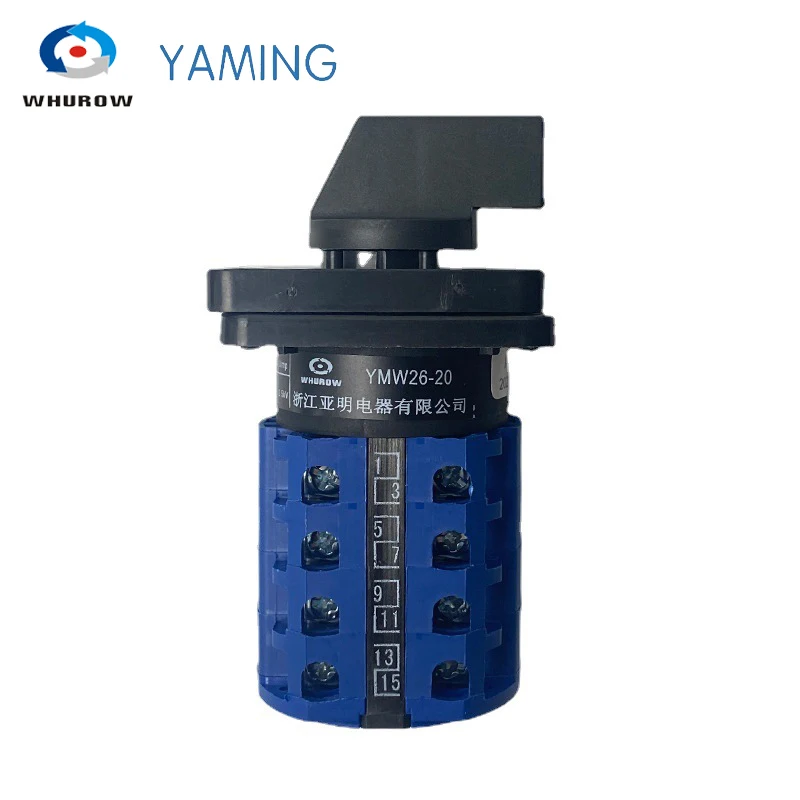 Yaming Electric YMW26-20/4 20A 4 Poles 0-4 Position Control Motor Circuit Universal Changeover LW26 LW28 LW39B Rotary Cam Switch