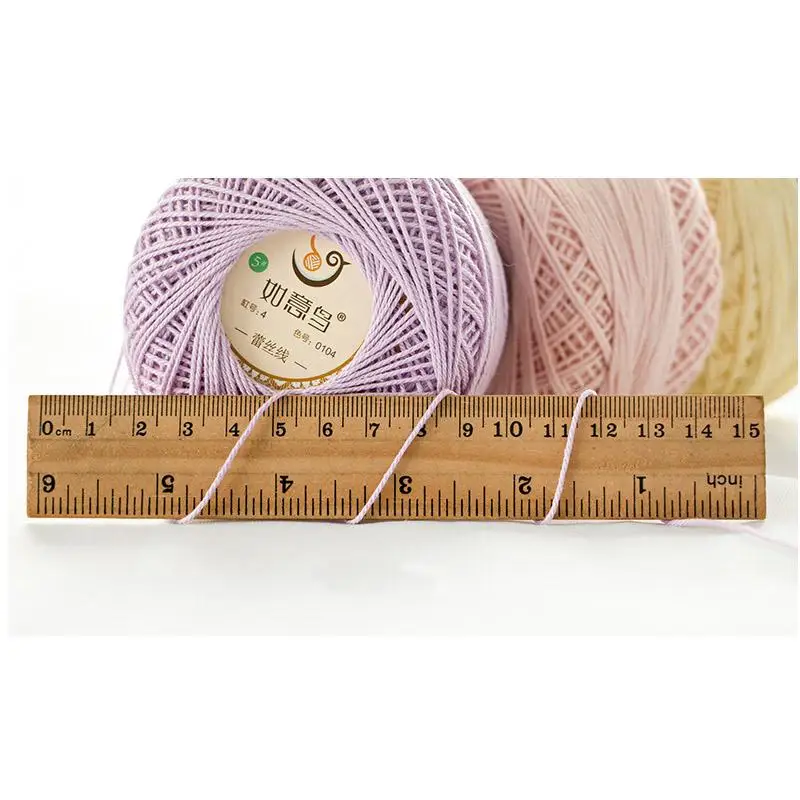 50g/ball Soft 3 ply 100% Cotton 5# Lace Yarn for Hand Knitting Crochet Thin Thread for DIY Pillow Lace Supplies FZ334