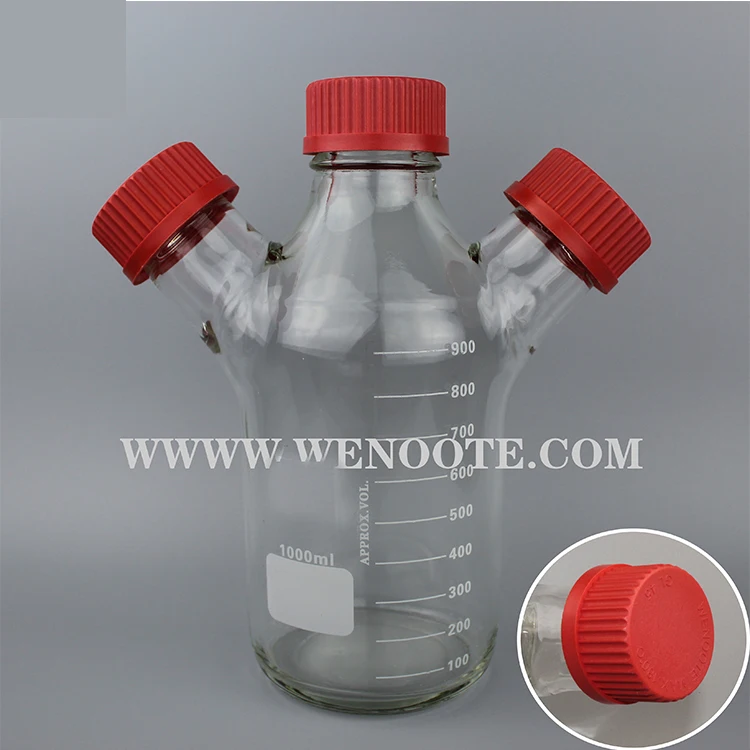 GL45 Reagent Bottle Cell Culture Reagent Bottle Stirring Bottle Cell Bottle Three-neck Blue Cover Glass Reagent Bottle