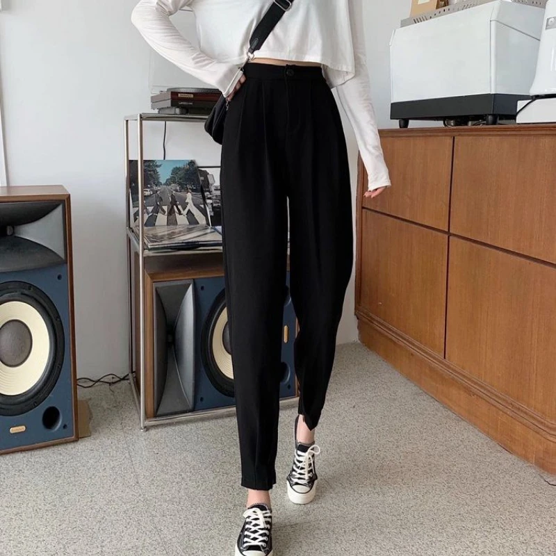 Harem Pants Women Leisure Friends Autumn Basic High Waist Korean Style Classy Design Pure Simple Teenagers Ins Ankle-length Cozy