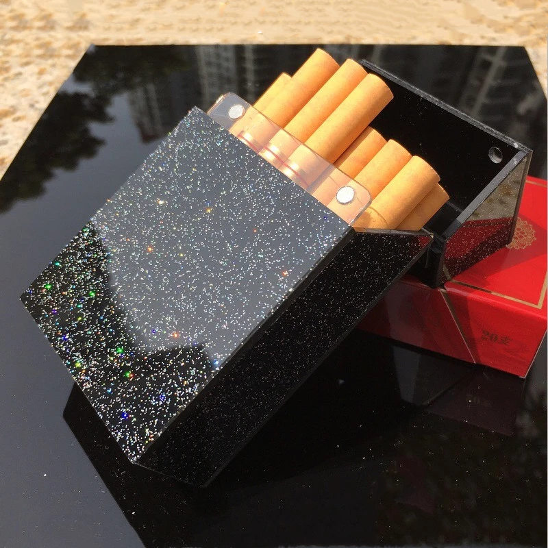 Bling Colorful Starry Cigarette Case Fashion Plastic Protective Box Portable Magnet Automatic Holds 20 Smoking Tools Lady Gifts