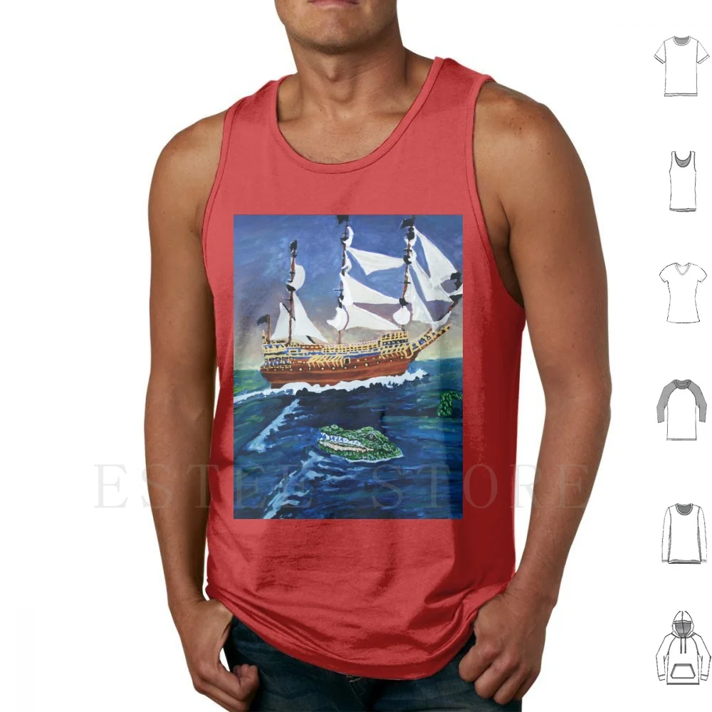 Jolly Roger Tank Tops Vest Cotton Alligator Captain Hook Jolly Roger