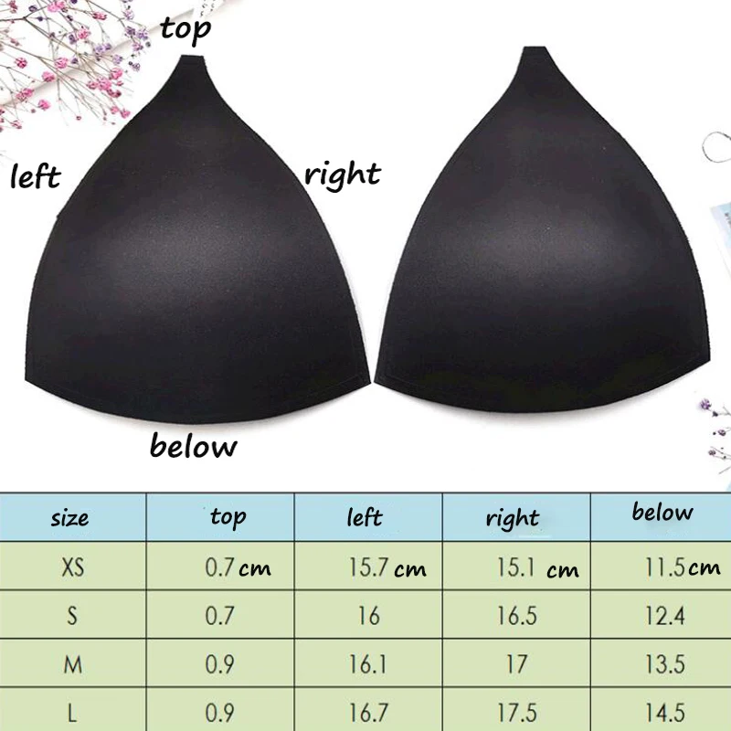 High Quality Large Black White Skin Triangle Sponge Traceless Chest Cup Pad Swimsuit Bikini Bra Gathered Invisible Chest Pad