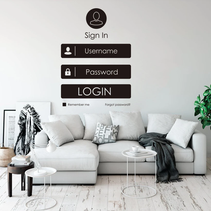 

Large Login Form Game Wall Sticker Office Game Room Login Funny Wall Decal Kids Room Playroom Vinyl Home Decor