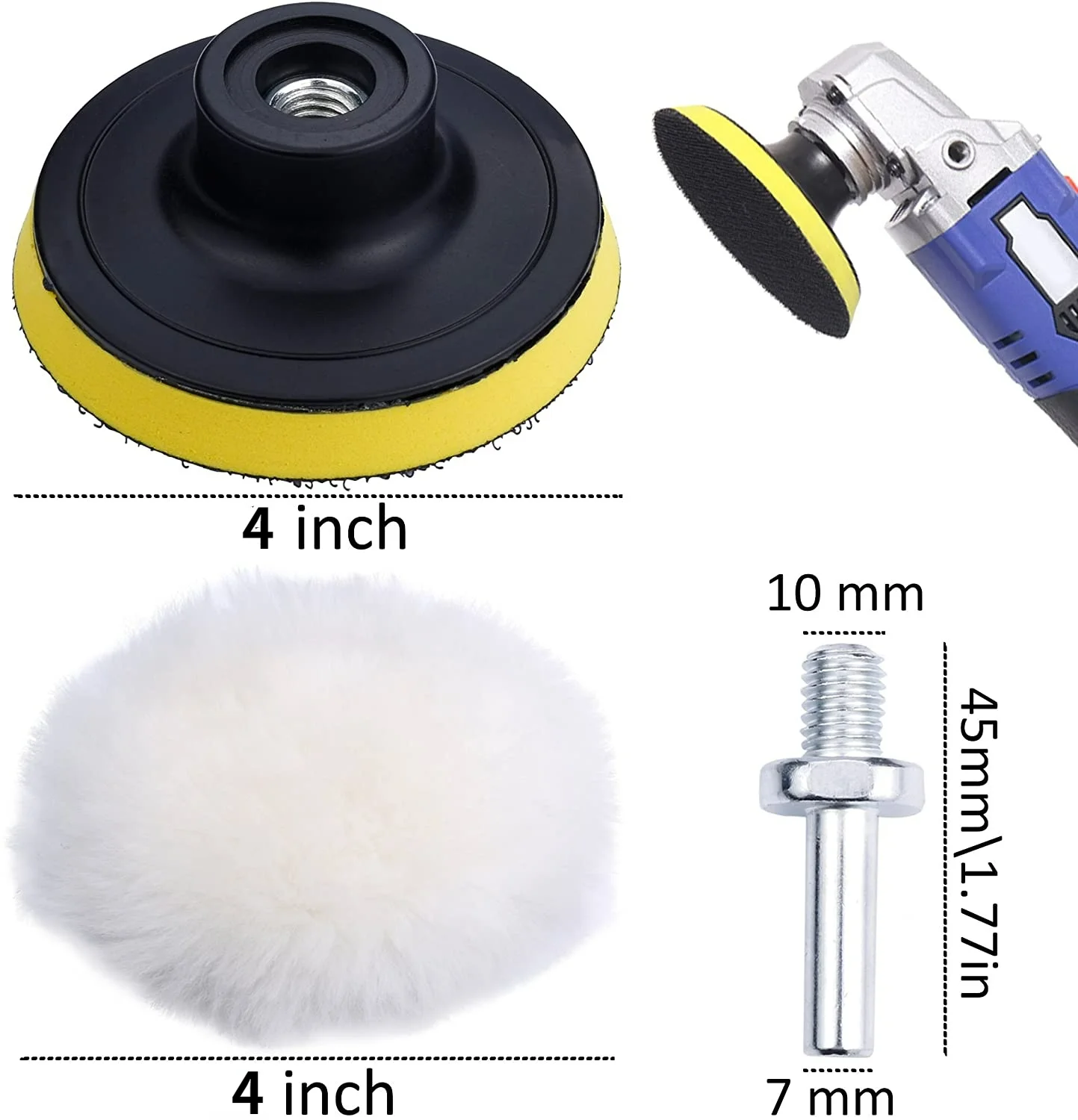 Xe Đánh Bóng Xe Hơi 4 Inch Buffing Pad Bộ Xe Ô Tô Tự Động Máy Đánh Bóng Gói 8 Cái Với M10 Đầu Khoan bộ