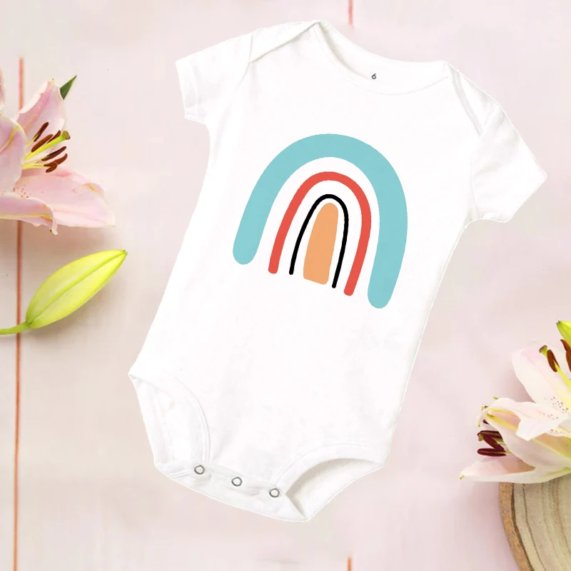 Rainbow Baby Bodysuit Baby Short Sleeve Shirt Rainbow Gift New Baby Boys Girls Shower Present Casual Jumpsuit S New
