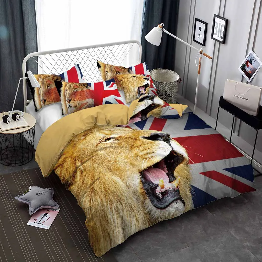 

Luxury Lion Bedding Sets Home Bedclothes Cover Pillowcase Soft Comforter Textiles Animal Pattern Bedding Set