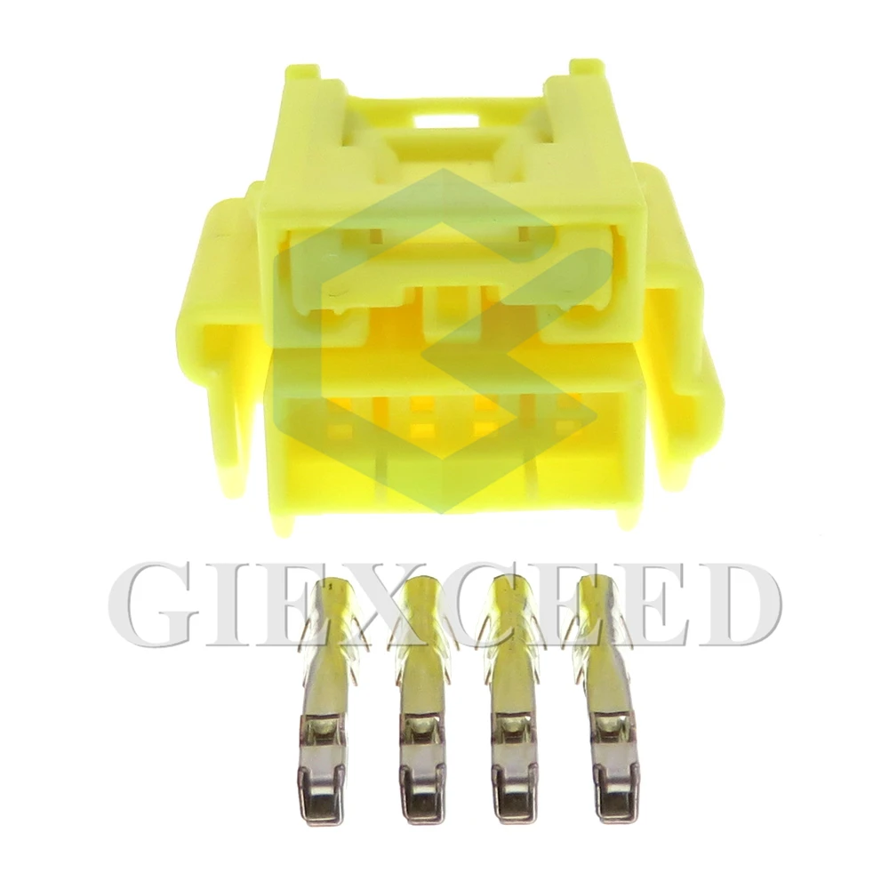 2 Sets 4 Pin Auto Accessories Yellow Auto Unsealed AC Assembly Wire Connector 1.2 Series Car Modification Parts 7283-6134-70