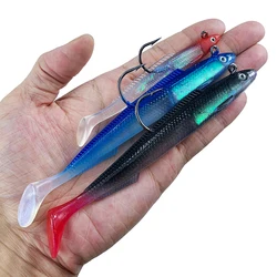 Señuelo blando de Anguila brillante, 10g, 15g, 30g, Wobbler, cebo de pesca Artificial de silicona, lubina, Lucio, roca, canguera, carpa, fregadero, aparejos de cabeza de plantilla