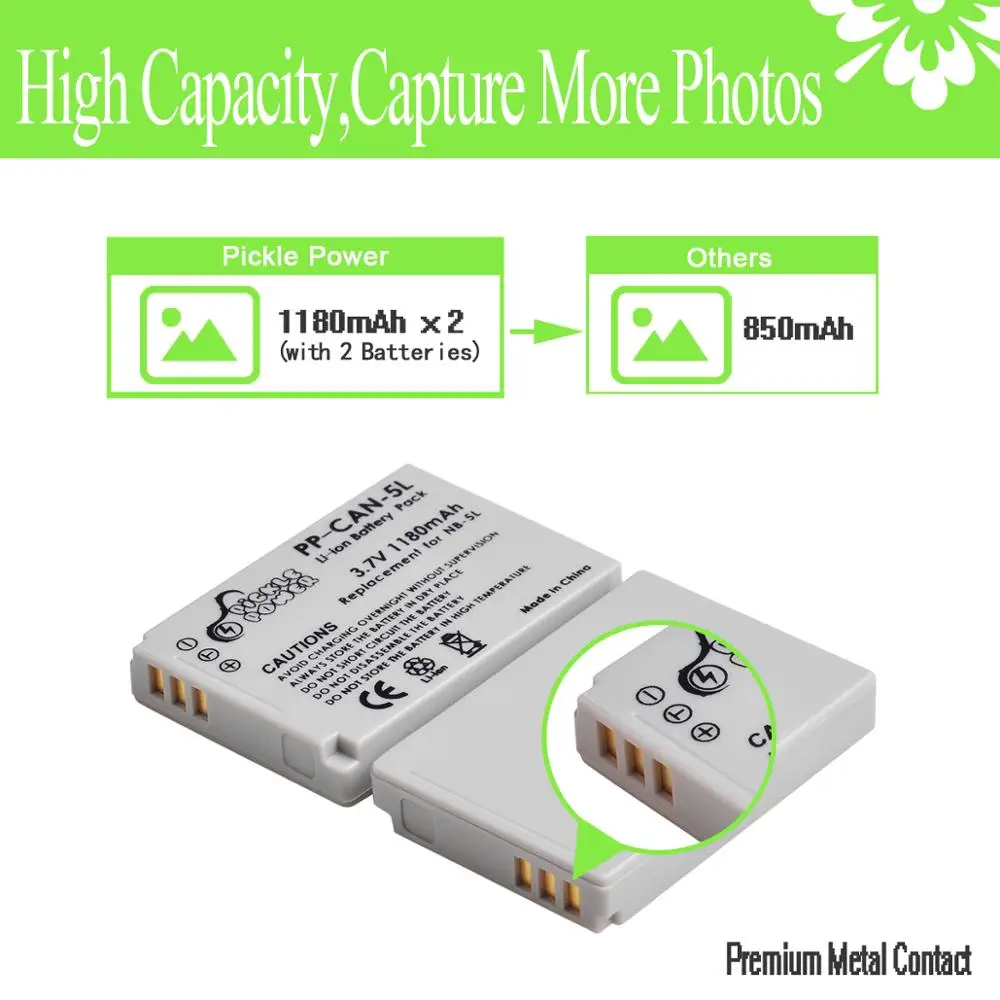 NB-5L Li-ion Battery NB5L LED Fast USB Charger For Canon PowerShot S100 S110 SD790IS SD850IS SD870IS SD880IS SD890IS SD970IS