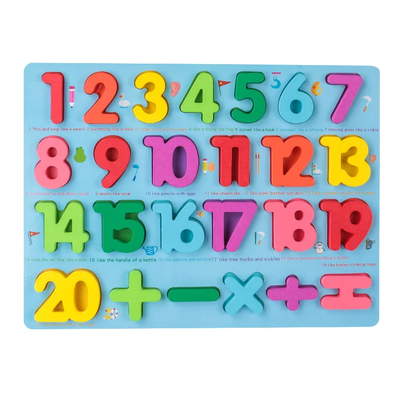 Rompecabezas de madera 3D para niños, juguete educativo Montessori, colorido, números, letras, formas geométricas, tablero de agarre cognitivo,