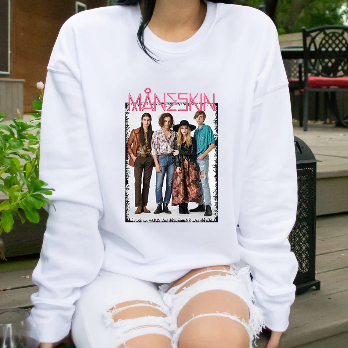 Unisex Maneskin Shirt Music Band Maneskin Sweatshirt Damiano David Graphic Sweatshirts Vintage Streetwear  Oversized Sweatshirt