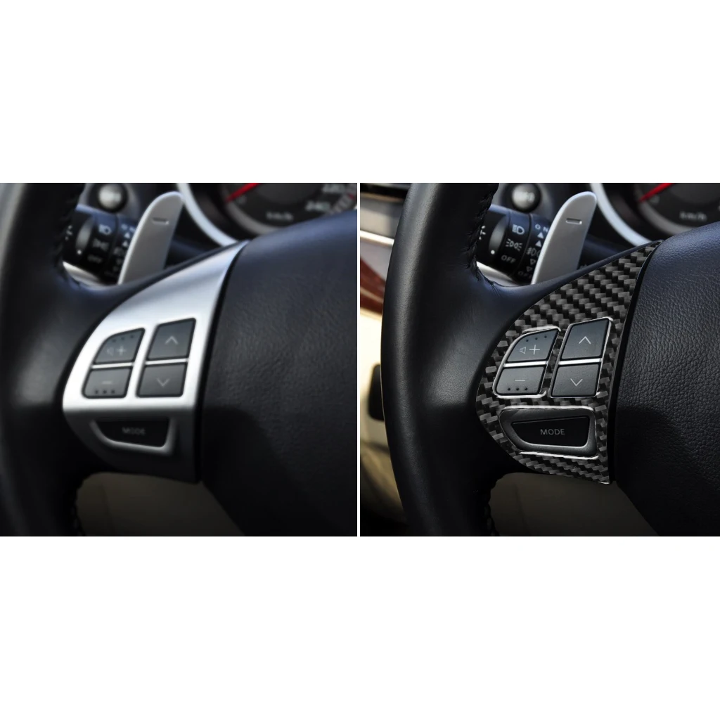 For Mitsubishi Lancer GTS ES DE 2008-2015 Carbon Fiber Steering Wheel Panel Switch Button Sticker Cover Trim Car Accessories