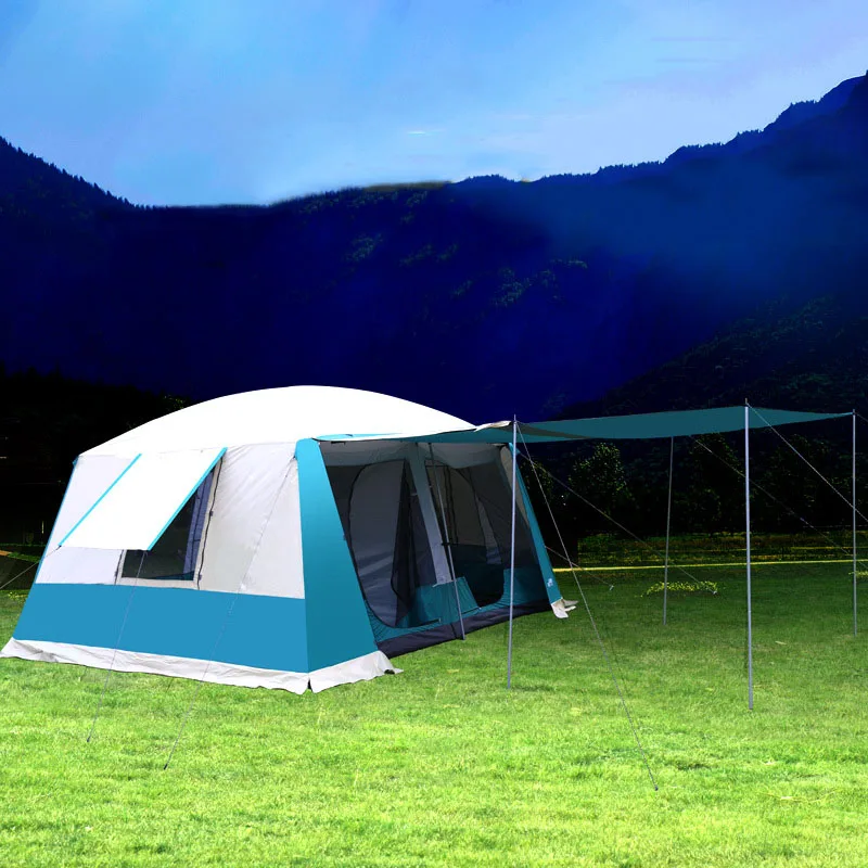 Multifunctional Camping Tent, Large Gazebo, Sunshelter, Double Layers, Ultralarge, Rainproof, 6-8 Person Use