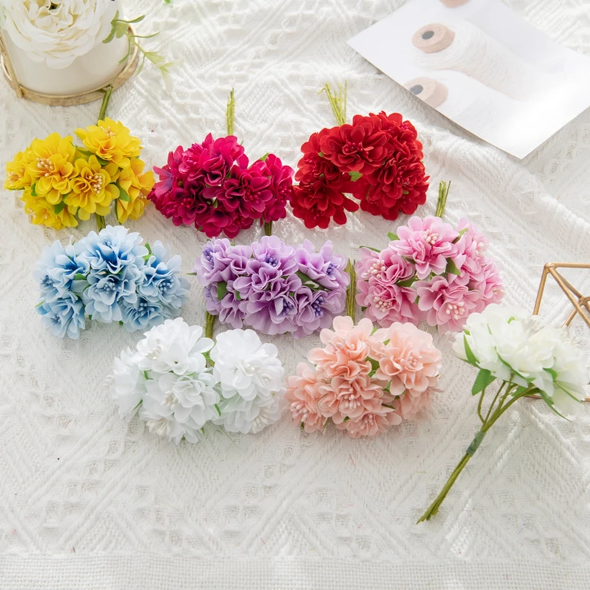 18PCS Artificial Flowers Bouquet Stamen Wedding Party Christmas Decoration Home Holiday Supplies Gift Scrapbook Craft Fake Plant