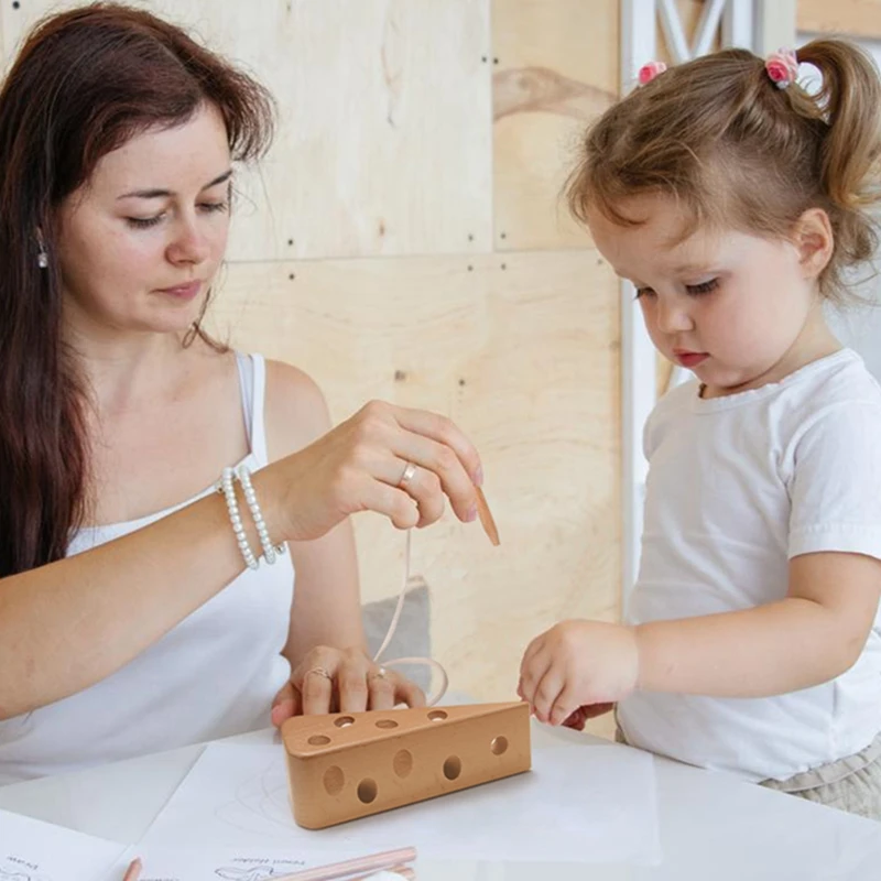 1Pc zabawka dla dziecka drewniany ser gwintowanie gra Montessori dzieci klocek edukacyjny zabawki interaktywna gra dla rodziców i dzieci prezent dla dzieci