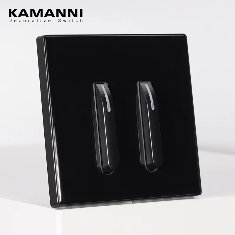 KAMANNI Luxury Light Switch LED Indicator Crystal Tempered Glass Piano Key Model Design Button Wall Switch And Socket With USB