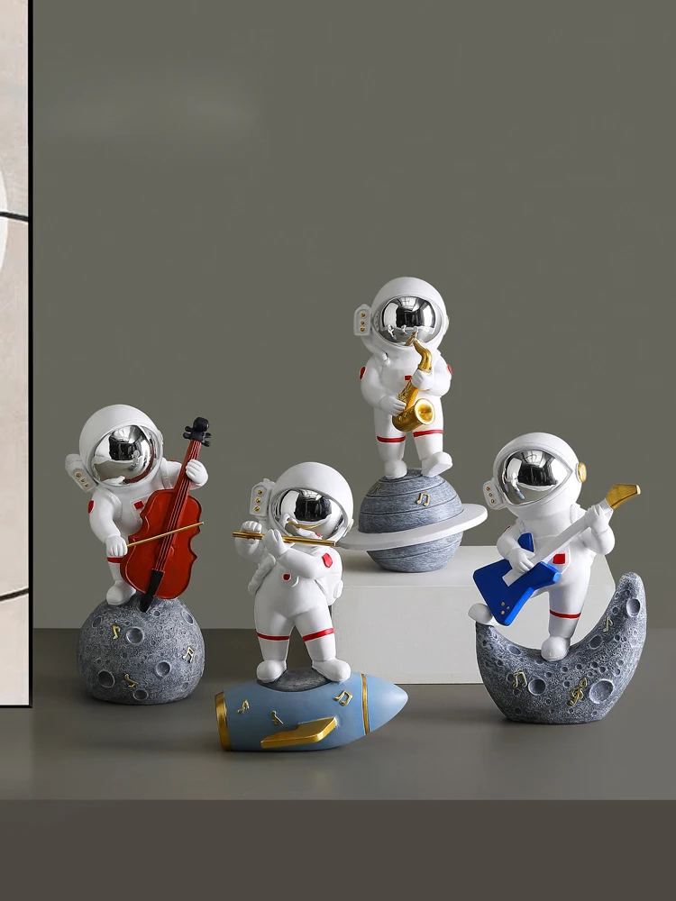 Astronaut Band Music Spaceman Miniature Figurines, Resin Craft, Fairy Garden, Home Decoration Accessories, Living Room