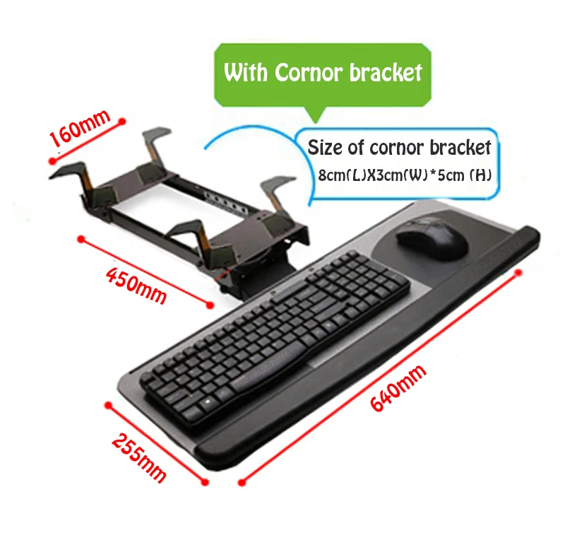 

LK06AD Ergonomic Sliding Tilting XL Size Wrist Rest Keyboard Holder with Mouse Pads for Computer Desk Keyboard Tray Stand