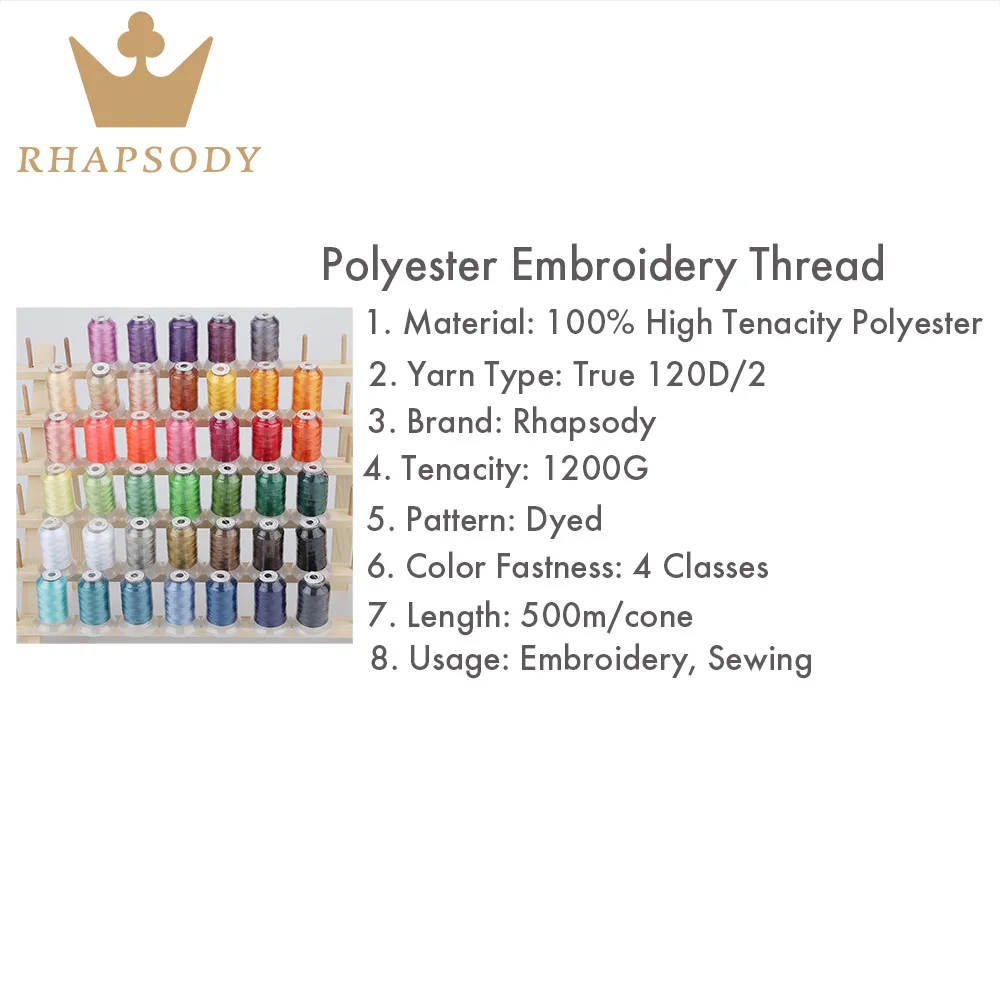 40WT 120D/2 500 Meters 60 Different Bro*ther Colors Premium Quality Polyester Machine Embroidery Sew Thread Mini Cone Home Hobby