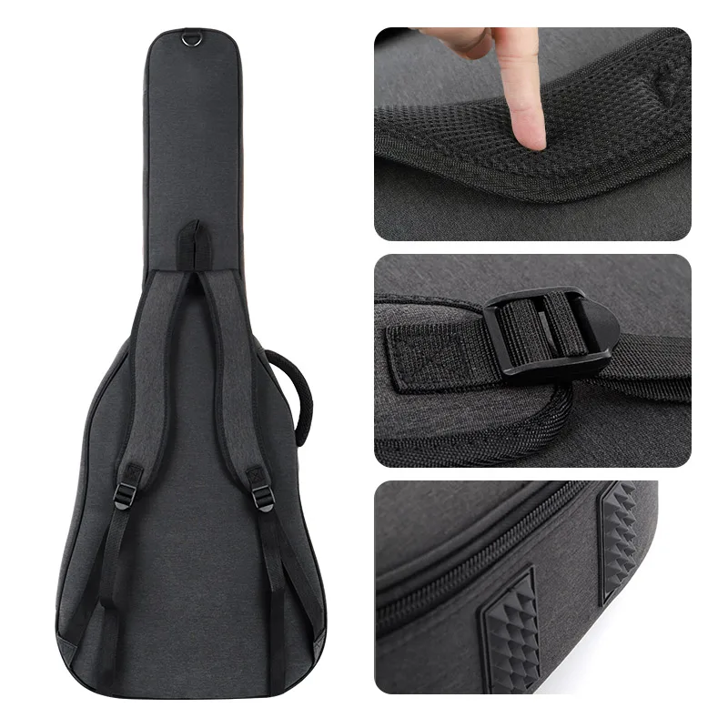 Imagem -05 - Espessamento Waterproof Oxford Bass Case Black Guitar Bolsa Mochila Guitarra Elétrica Folk Classical 40 41 36 38