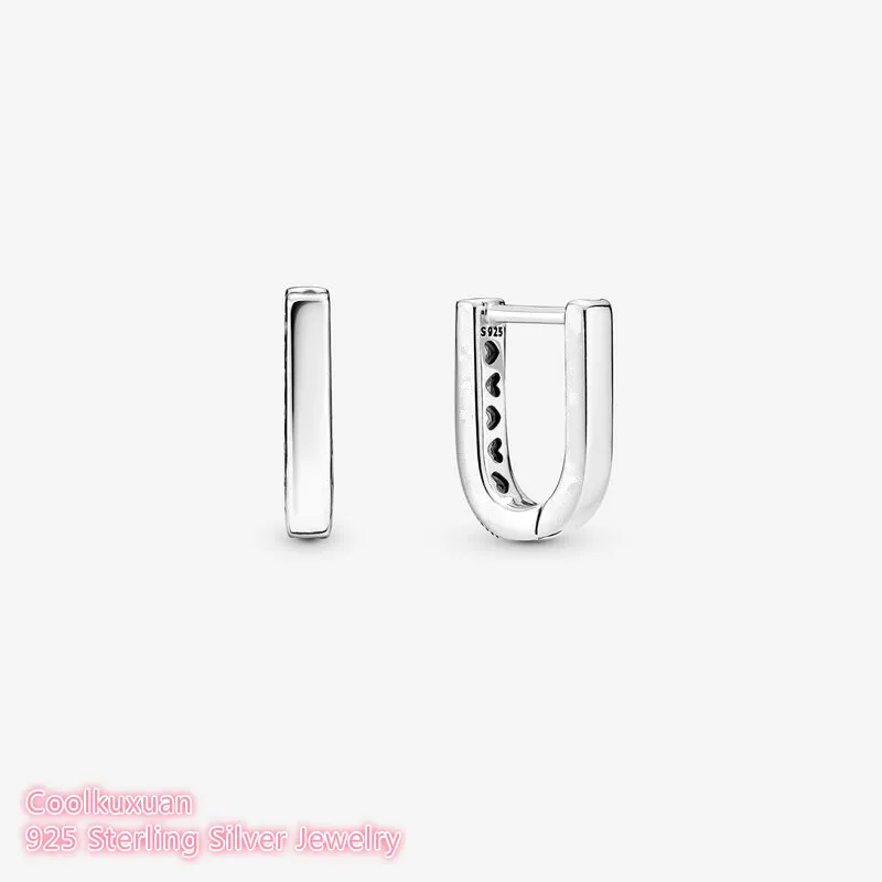 Autumn Signature 100% 925 Sterling Silver U-shaped Hoop Earrings Original European Style Brand woman Jewelry